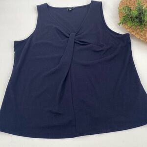 Talbots Knot Round‎ Neck Shell Tank Cotton Navy XLP